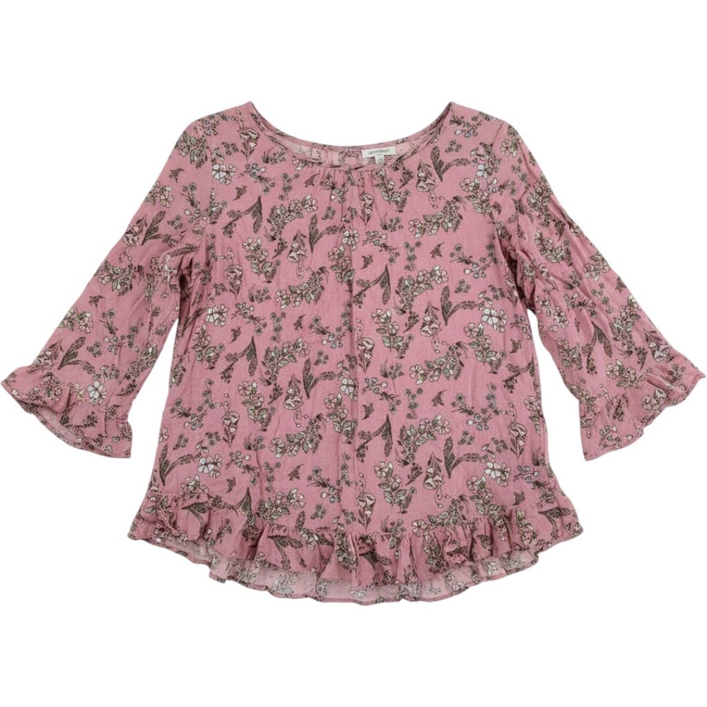 Gap Floral Ruffle Blouse Small Pink Boho Cottagecore Romantic Top